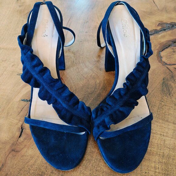 CHLOE Suede Block Heels - Picture 4 of 7